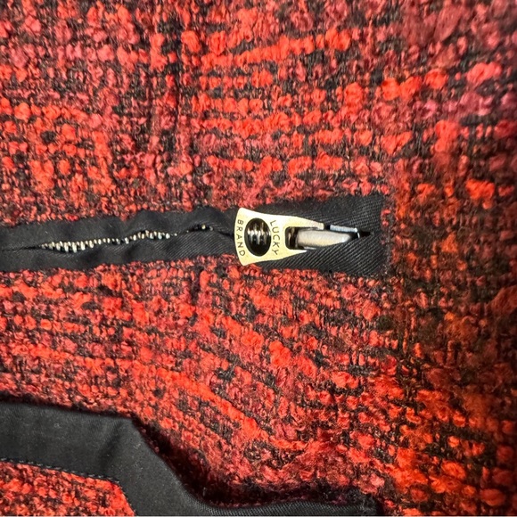 Lucky Brand red and black tweed moto jacket asymmetrical zip closure.‎ Size L - Picture 5 of 16